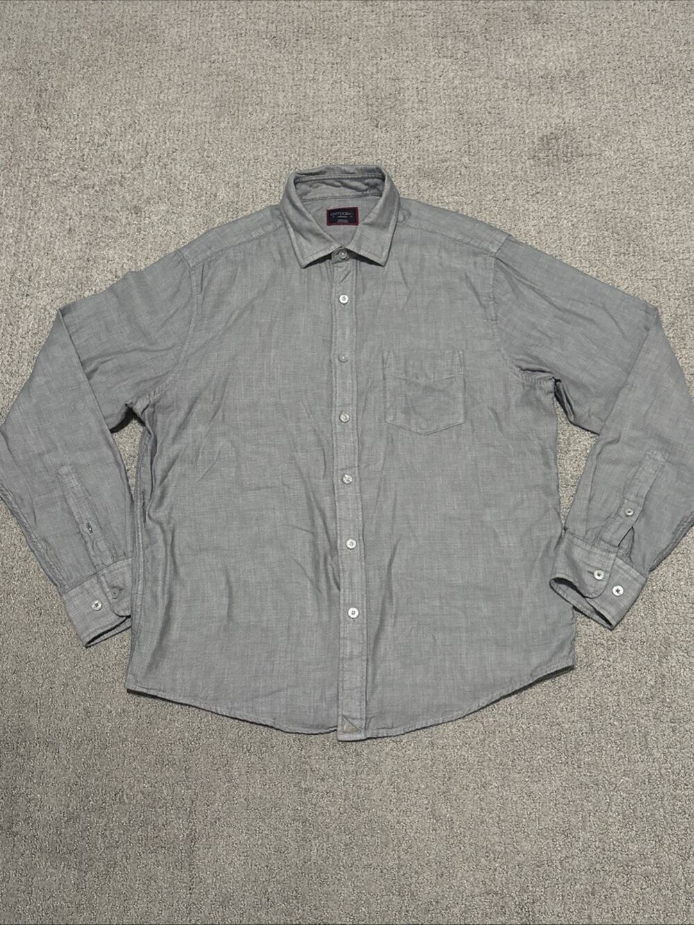 UNTUCKit Valadige Gray Cotton Gauze Soft Button Up Shirt Men's Size Medium